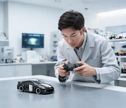 RC control engineer testing steering response