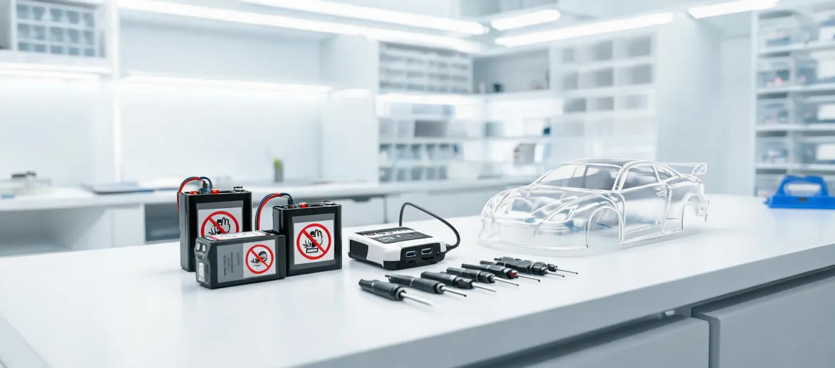 Battery charging and RC toy inspection bench